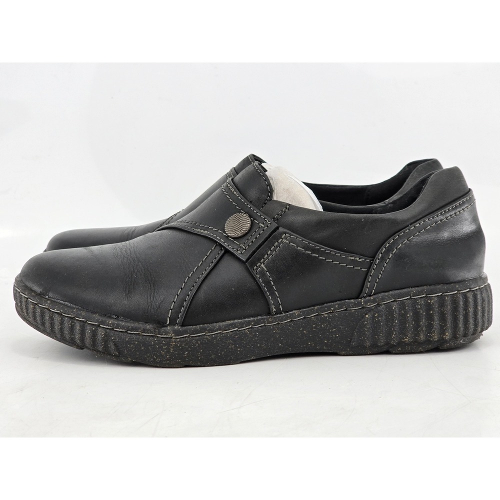 Clarks Collection Cheyn Madi Slip On Shoes Womens 7 Black‎ Leather Loafers - VG